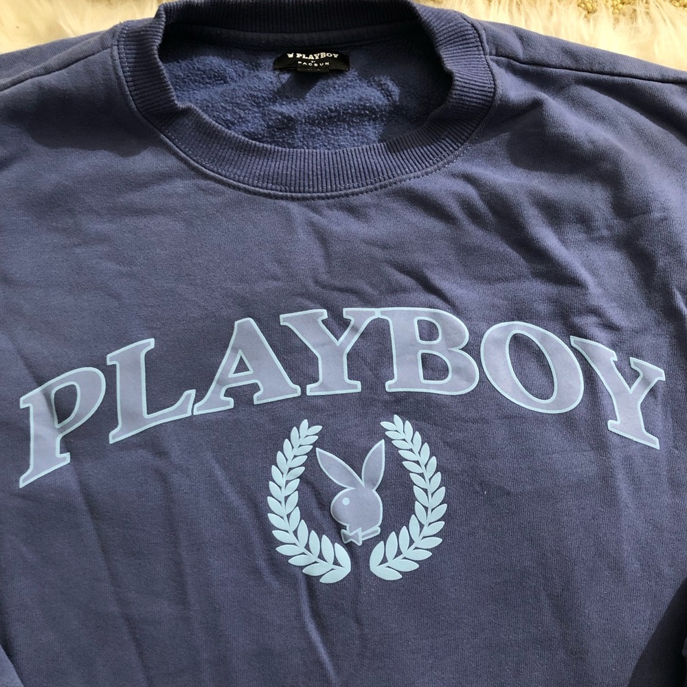 Playboy sweatshirt with bunny logo Large L Navy sweater long sleeve graphic tops